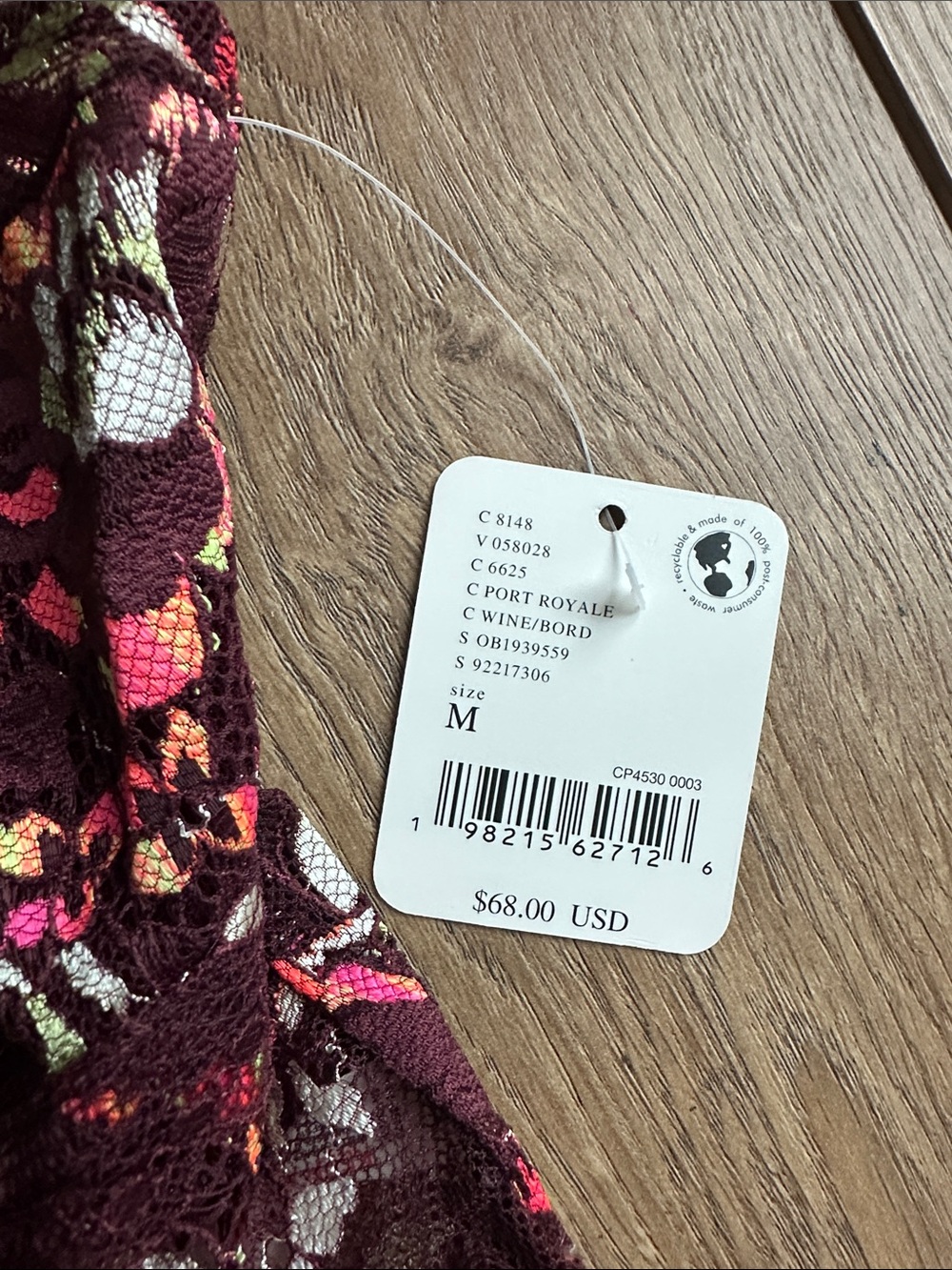 Free People Burgundy Floral Lace Bralette - Picture 2 of 5